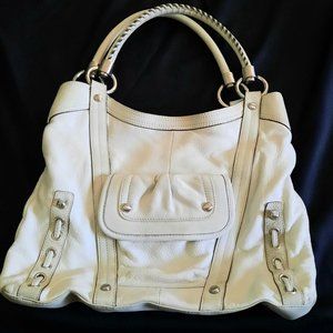 B. Makowsky White Leather Handbag Tote
